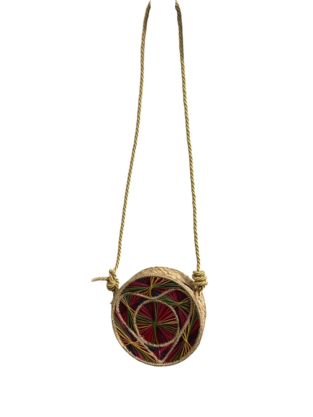 Handcrafted Colombian Fique Crossbody Bag with Geometric Design and Rope Strap - Picture 8 of 10